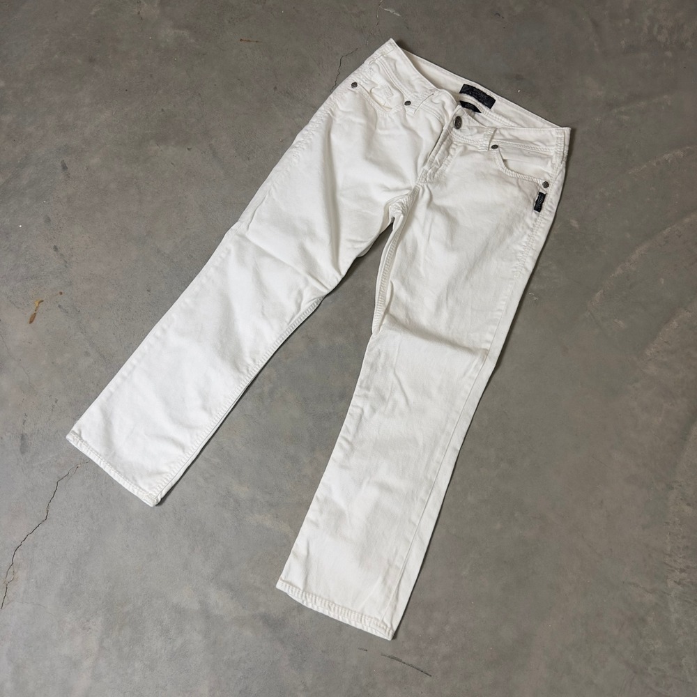 Y2K Silver Jeans Co‎ Suki Capri Women 29 White Baggy Summer Cropped Denim Bling